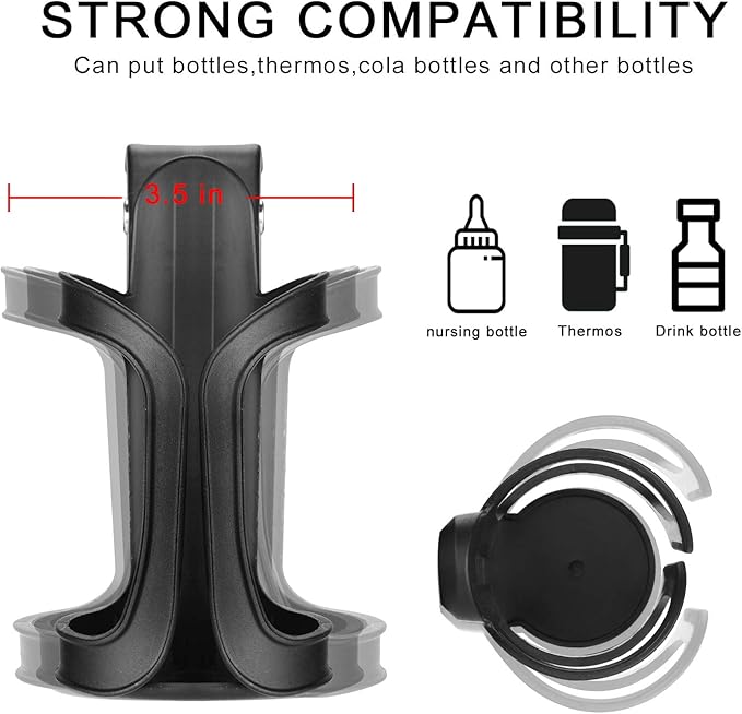 Accmor Stroller Cup Holder, Universal Cup Holder for Uppababy, Nuna, Doona Strollers, 360 ° Rotatable Bottle Holder for Stroller, Bike, Wheelchair, Walker, Scooter-BubblyBeeBaby