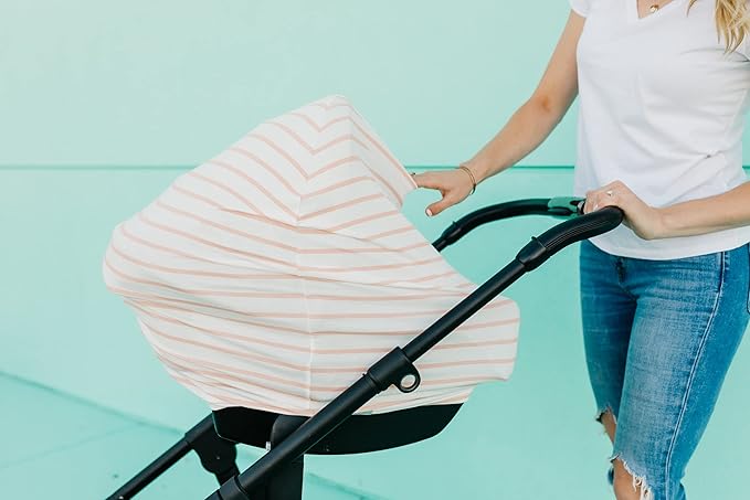 Copper Pearl Multi-Use Cover: Car Seat Covers, Nursing Cover, and Stroller Cover for Sun - Stretchy Fabric, All-Season Use, Stylish Designs, Easy Access for Moms - Lainey-BubblyBeeBaby
