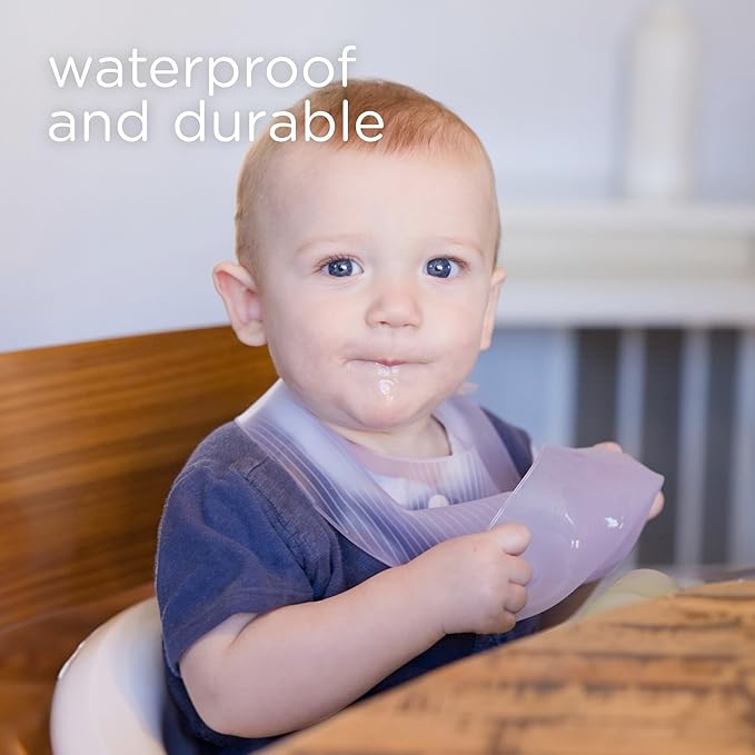 Olababy Fold N Go Silicone Baby Bib w Travel Case | Lightweight Design Eases Pressure Bruising for Infants & Toddlers-BubblyBeeBaby