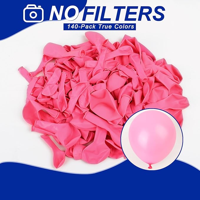 140pcs Pink Round Balloons Different Sizes 18 12 10 5 Inch Latex Balloons for Arch Decoration Party Balloon Kit for Graduation Birthday Party Wedding Balloon Baby Shower Decoration-BubblyBeeBaby