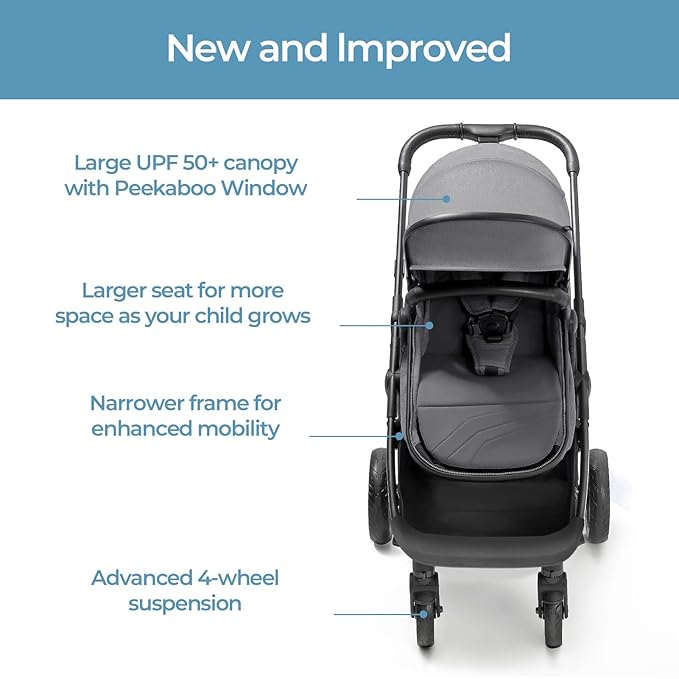 Mompush Wiz 2 in 1 Baby Stroller with Bassinet Mode, Convertible Infant Stroller for Newborn and Toddler with Reversible Seat and Large UPF 50+ Canopy-BubblyBeeBaby