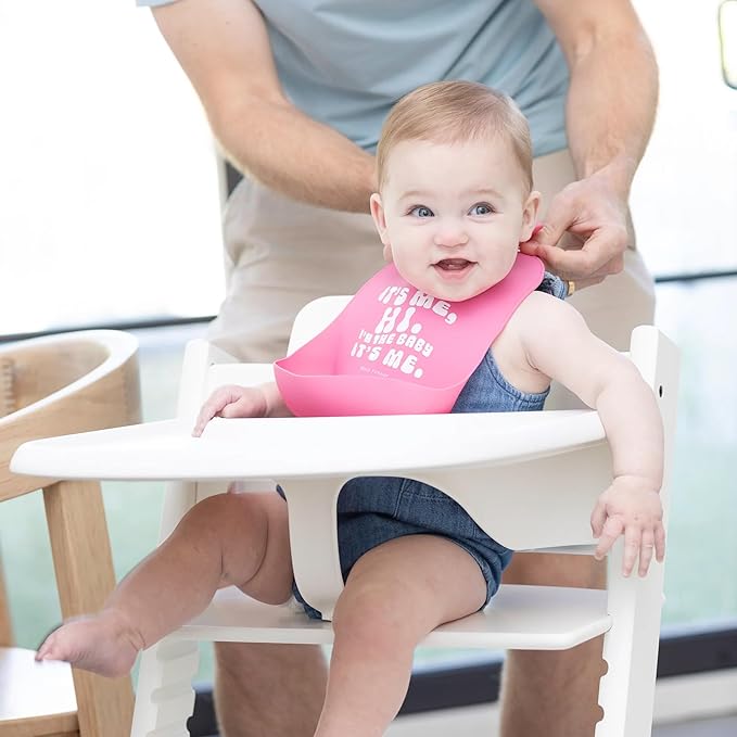 Baby Bib for Eating by Bella Tunno, Waterproof Silicone Bib with Large Food Catcher, Adjustable Fit for Babies 4-12 months & Toddlers 1-3 Years, Boys & Girls, It’s Me Hi-BubblyBeeBaby