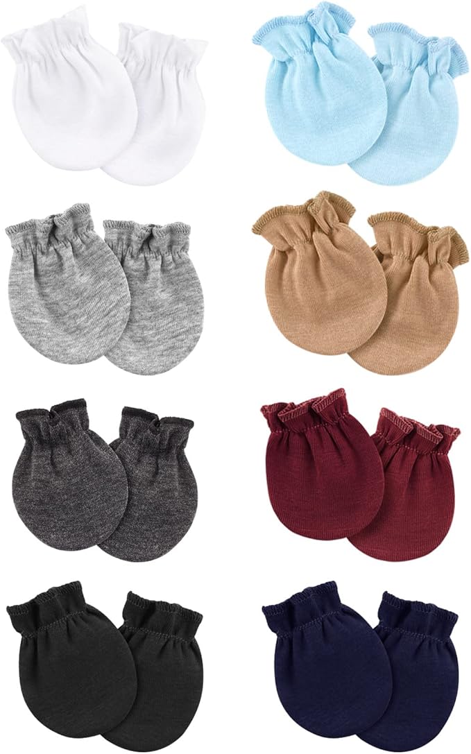 BQUBO Newborn Infant Toddler Mittens No Scratch Cotton Elastic Wrist Gloves Hypoallergenic for 0-6 Months Baby Boys Girls-BubblyBeeBaby