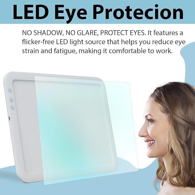 HIUKCOLED Rechargeable A4 Light Pad, Battery Powered Light Board, Stepless/6-level Dimmable Brightness with 3 Colors, Wireless LED Light Tracing Box for Diamond Painting,Drawing,Sketching,Animation-BubblyBeeBaby