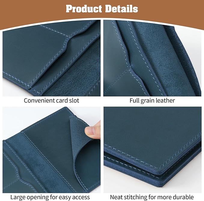 Jack&Chris Leather Passport Holder, Handmade Passport cover, Travel Wallet Cover Case for Men and Women, Leather Travel Documents Organizer Protector, JC107-BubblyBeeBaby