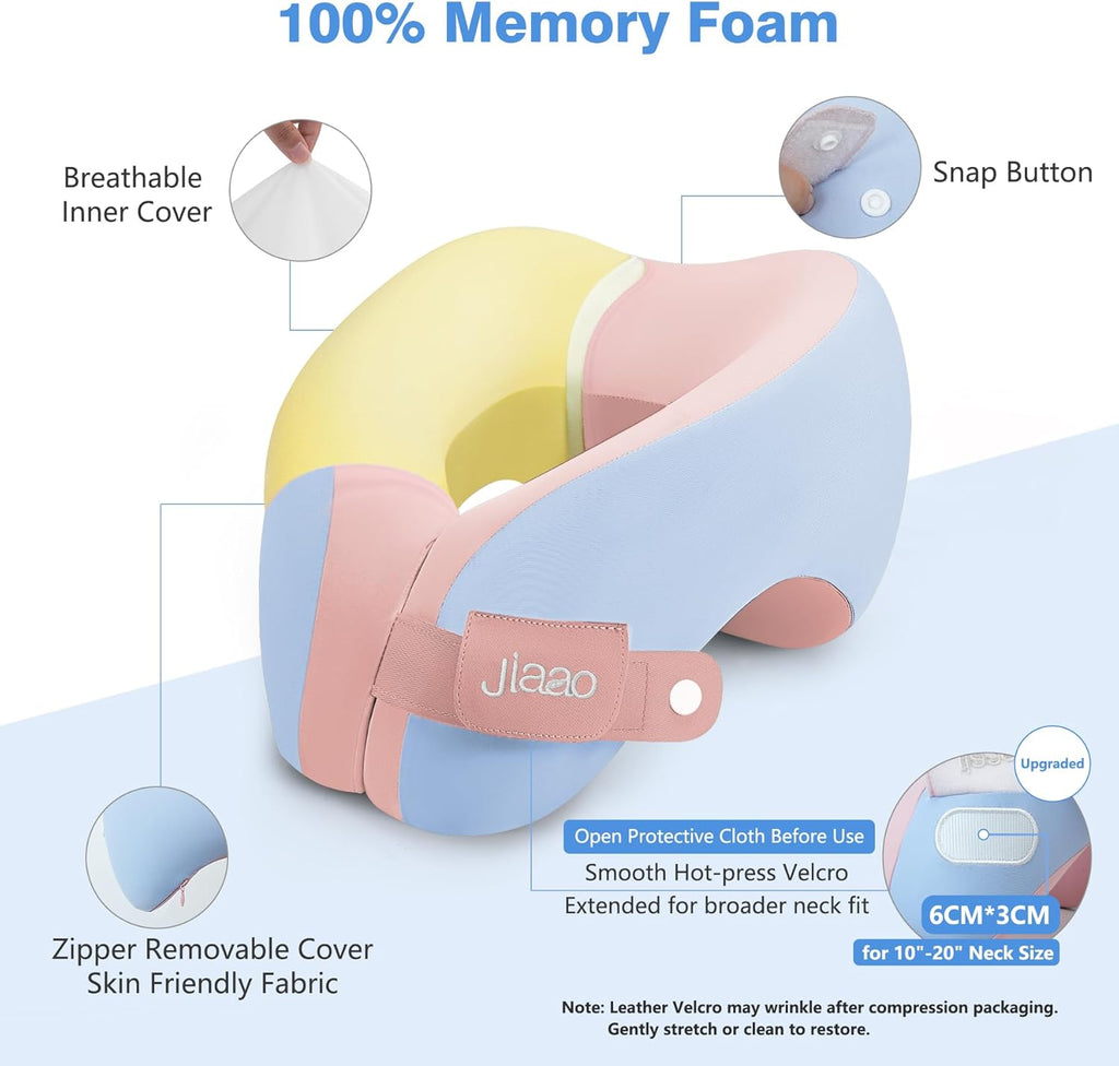 Travel Neck Pillow, Ergonomic Airplane Pillow for International Flights, Travel Essentials with 3D Eye Masks, Ear Plugs and Storage Bag, U Shaped Neck Support for Road Trips, Camping, Train