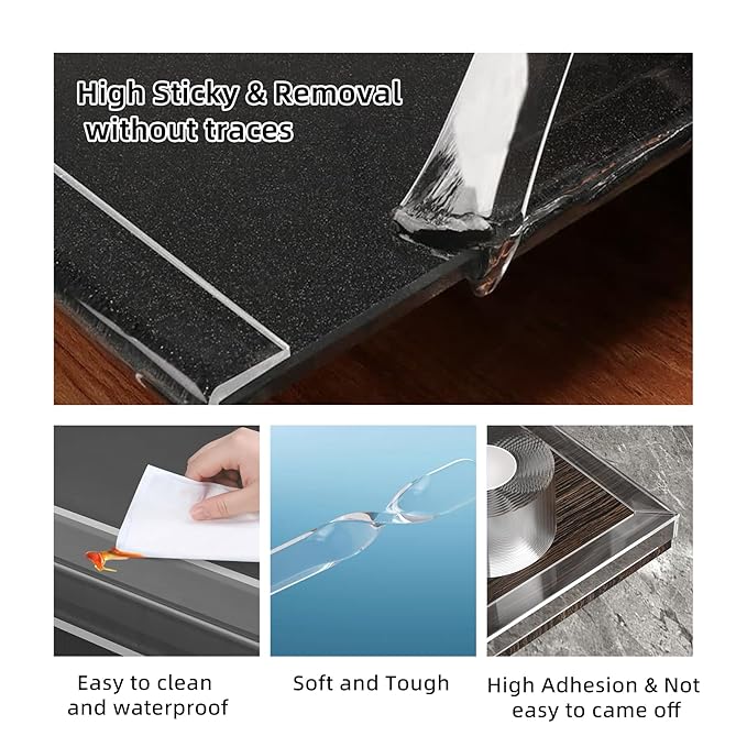1.18 in x 9.84 FT,Clear Edge Protector Strip Sharp Edge Wrap Cover Tape, Self Adhesive Protective Bumper Guards for Cabinet Door Desk Glass Table Bed Furniture, Kitchen Countertop, Waterproof-BubblyBeeBaby