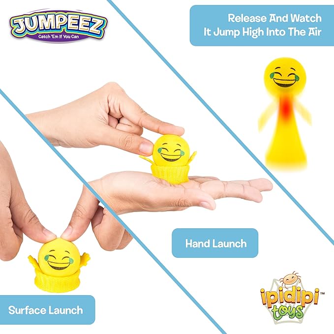 IPIDIPI TOYS Jumping Poppers LED, Pack of 24 – Spring Launcher Light Up Toys for Kids - Fun Party Favors, Goodie Bag Stuffers, Classroom Rewards, Birthday Games, and Holiday Prizes-BubblyBeeBaby