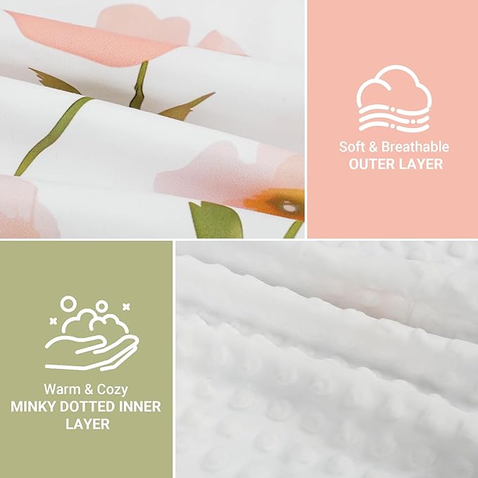 Elstey Car Seat Cover Baby, Minky Dot Carseat Covers Baby Girls, Lightweight Infant Car Seat Cover Canopy with 2 Layers Breathable Mesh Windows, Stroller Carrier for Babies Newborn Essentials-BubblyBeeBaby