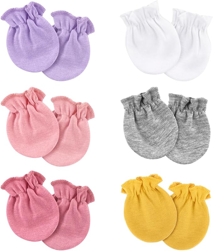 Newborn Baby Mittens No Scratch Cotton Elastic Wrist Gloves Infant Toddler Mittens for Baby Boy Girl 0-6 Months-BubblyBeeBaby