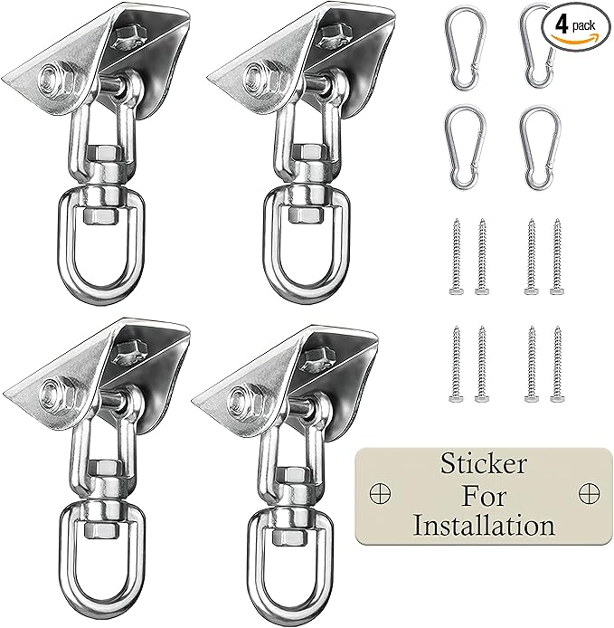 Heavy Duty Swing Hangers for Wooden Sets 2000 LB Capacity Hammock Hanger 360 Swivel Stainless Steel Swing Hardware Accessories 2 Packs for Porch Playground Yoga Heavy Bag-BubblyBeeBaby