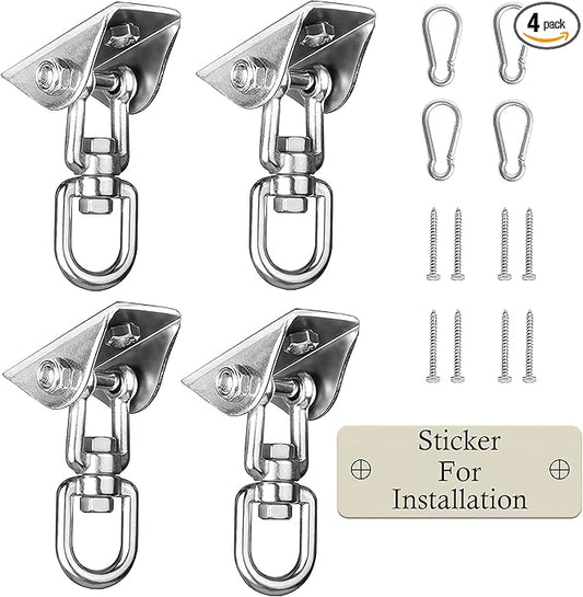 Heavy Duty Swing Hangers for Wooden Sets 2000 LB Capacity Hammock Hanger 360 Swivel Stainless Steel Swing Hardware Accessories 2 Packs for Porch Playground Yoga Heavy Bag-BubblyBeeBaby
