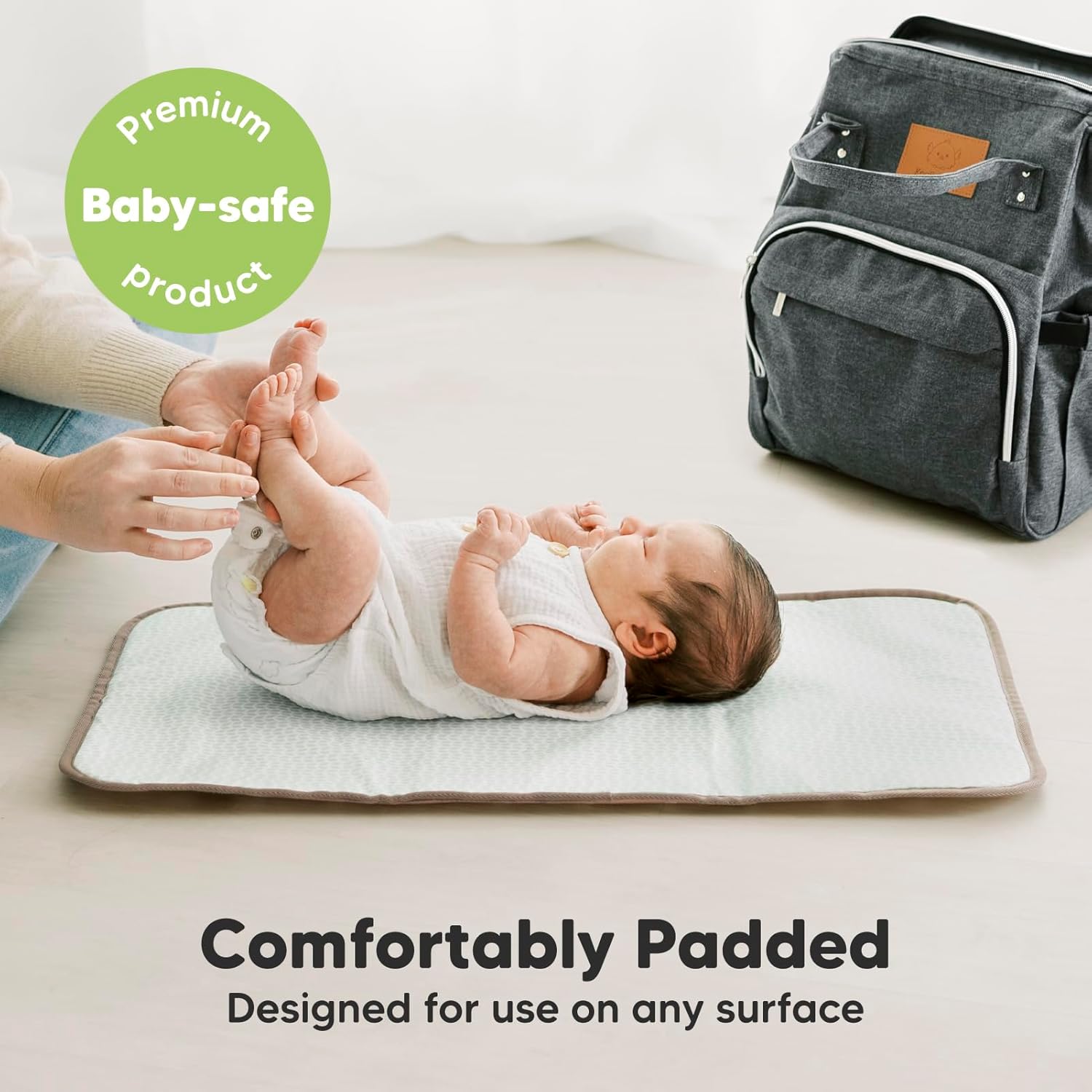 KeaBabies Portable Diaper Changing Pad, Easy Wipe Clean - Foldable Waterproof Baby Changing Mat for Diaper Bag, Compact, Lightweight, 25x13 Baby Changer Travel Essential, Machine Washable (Rainbow)
