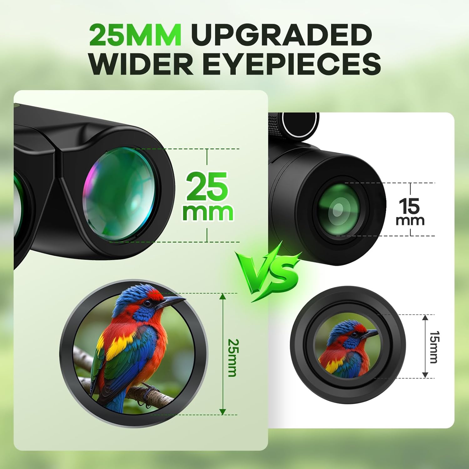 High Powered 15x25 Compact Binoculars for Adults&Kids with BAK4 Prism,FMC Lens,Waterproof Binocular with Low Light Vision,Small Binoculars for Cruise Ship/Bird Watching/Theater/Travel/Sightseeing