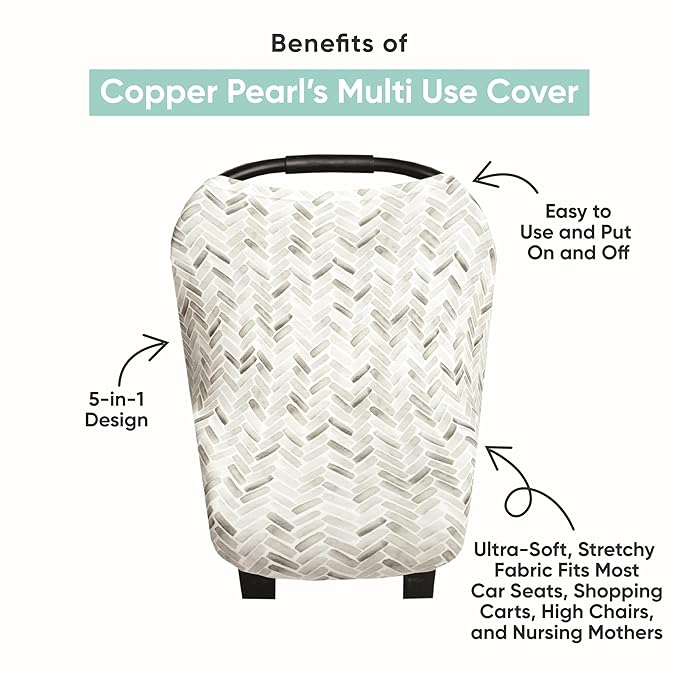 Copper Pearl Multi-Use Cover: Car Seat Covers, Nursing Cover, and Stroller Cover for Sun - Stretchy Fabric, All-Season Use, Stylish Designs, Easy Access for Moms - Rad-BubblyBeeBaby