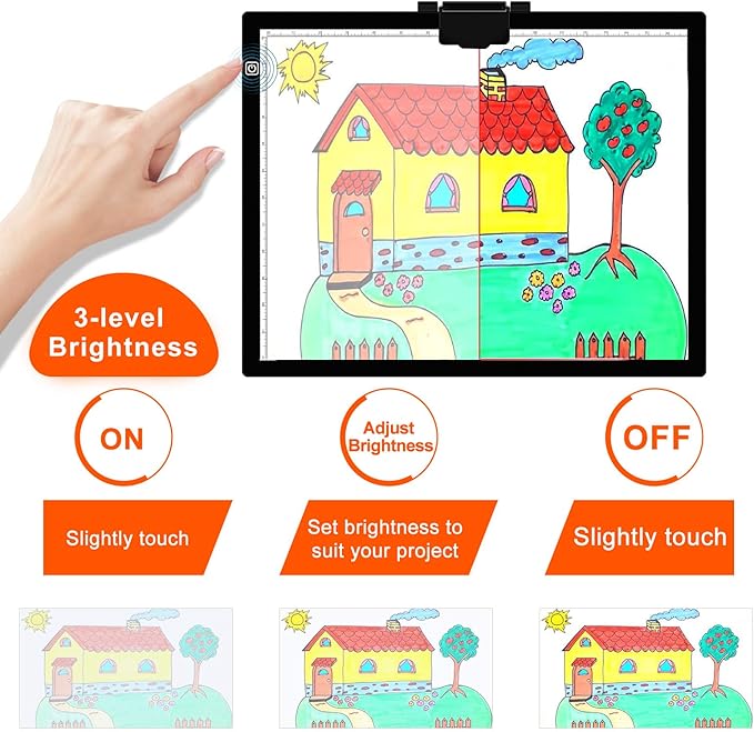 Diamond Painting Light Pad A3, LED Light Box Tracer w/Magnetic Clip & Pen Holder, 3 Level Brightness USB Power Dimmable Brightness Artcraft Tracing Light Pad for Drawing Sketching Diamond Painting-BubblyBeeBaby