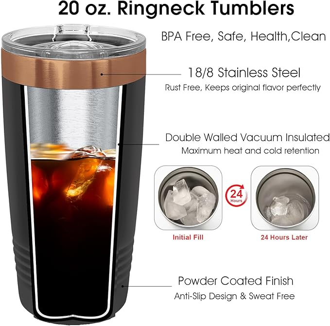 iProductsUS Personalized Gift For Women Mother's Day & Cruises - 20oz, Custom Tumbler w/Spill Proof Lid - Insulated Travel Coffee Mug - Stainless Steel Double Wall Coffee Tumbler, Cup (Rose Gold)-BubblyBeeBaby