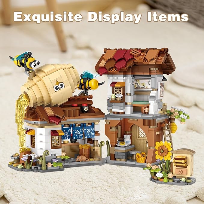 Honey Bee Workshop Mini Building Set, Creative DIY Simulation Building Toys, 1242PCS Mini Building Honey Bee Workshop Set Boys Girls 6+-BubblyBeeBaby