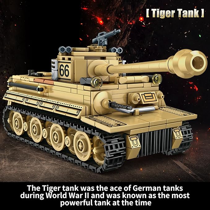 1030 Piece WW2 Army Tanks Toy Building Sets,Create a German Panzer 38T and a German Tiger Tank Toys,Adult Collectible Model Tanks Sets to Build,Christmas Birthday Gifts for Boys,Teens,Adults-BubblyBeeBaby