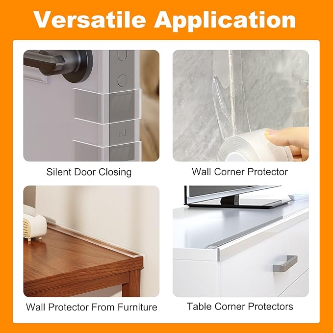 1.4 in x 13.12 FT,Clear Soft Corner Protectors for Furniture Strip,Sharp Edge & Table Bumper,Window Edge,Wall Protector, Soft Corner Guards Safe for Proof,Table Corner Protectors in Family-BubblyBeeBaby