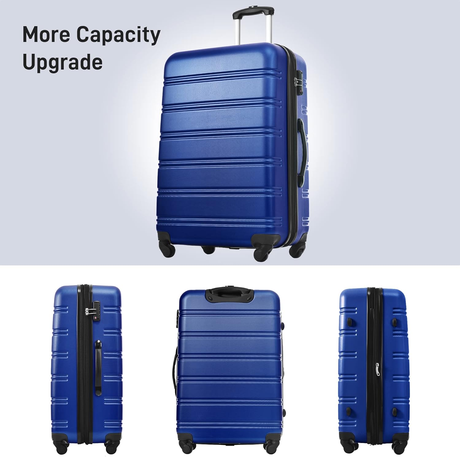 Merax Luggage sets of 3 Piece Carry on Luggage Airline Approved,Hard Case Luggage Expandable Checked Luggage Suitcase Set with Wheels（Deepblue）