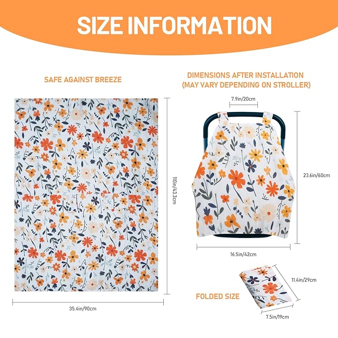 80S Muslin Car Seat Cover for Babies - Soft & Breathable Infant Carrier Canopy, Lightweight Sunshade for Summer, Universal Fit for Baby Boys & Girls-BubblyBeeBaby