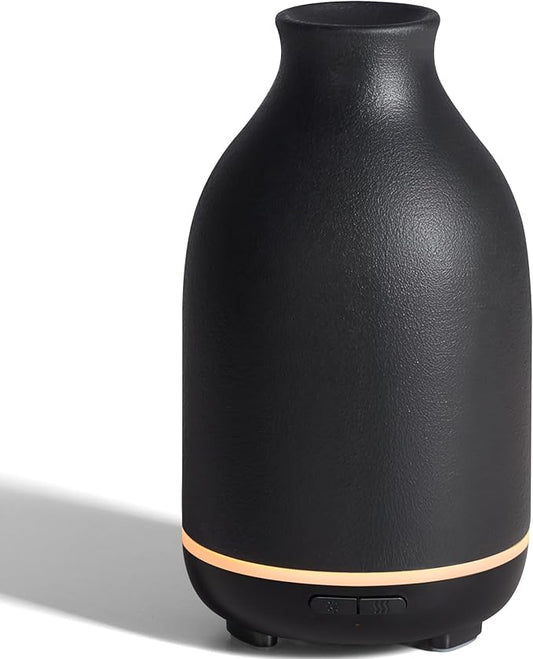 InnoGear Essential Oil Diffuser, 150ml Ceramic Stone Diffuser Handcrafted Aromatherapy Diffusers Ultrasonic Cool Mist Humidifier Vaporizor with 2 Mist Modes Waterless Auto Off for Room Office, Black-BubblyBeeBaby