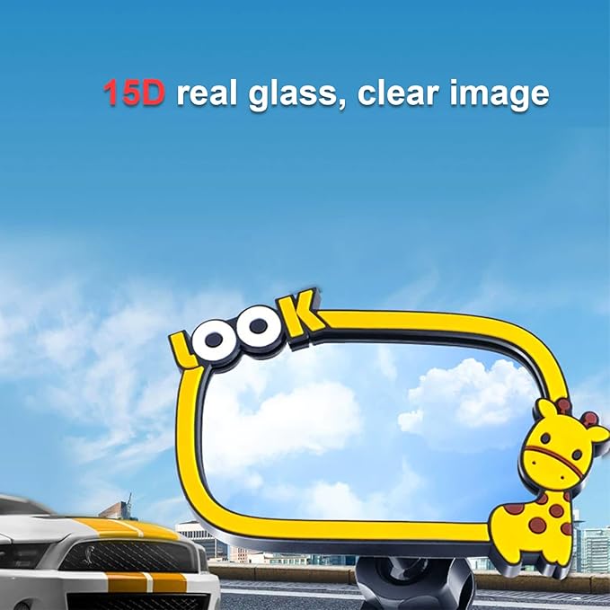 Universal Car Interior Rearview Baby Mirror Wide Angle Convex Mirror Clip-on mirrors for Viewing Rear Passengers(giraffe)-BubblyBeeBaby