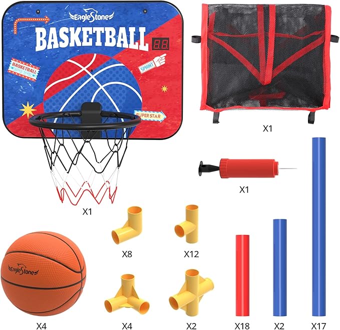 Kids Arcade Basketball Game with Electronic Scoreboard and Cheer Sounds, Indoor Outdoor Basketball Hoop with 4 Balls, Game Toy Gift for Ages 3-12 Boys and Girls-BubblyBeeBaby