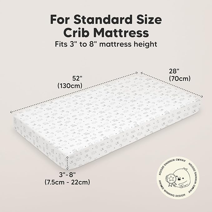 KeaBabies 2-Pack Organic Crib Sheets for Boys, Girls - 52x28 Fitted Crib Mattress Sheet Neutral, Breathable Jersey Cotton Cover for Baby Bed, Toddler Mattress, Soft & Cute Prints (Woodland)-BubblyBeeBaby