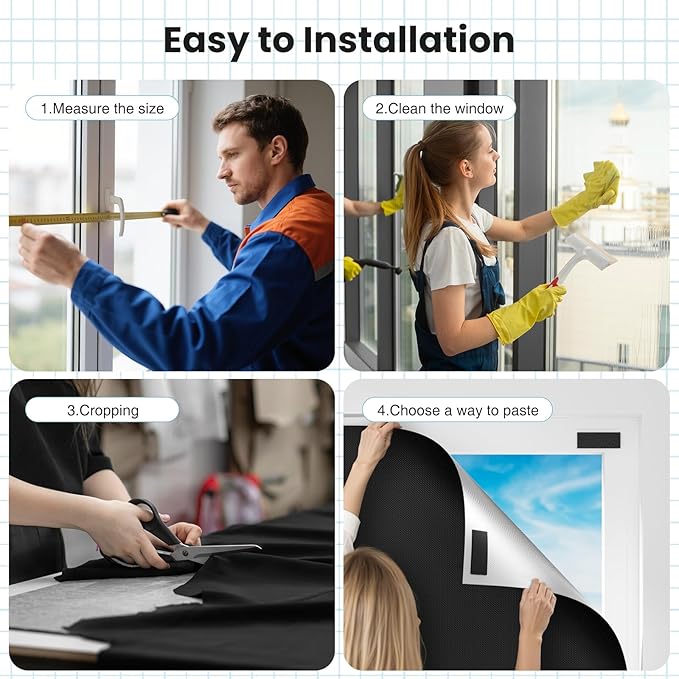 100% Blackout Curtains for Bedroom, 71" x 57" Portable DIY Blackout Blinds with Hook & Loop Tabs Stick-On, Temporary Blackout Shades No Drill, Privacy Pleated Window Shades for Baby Travelers Bedroom-BubblyBeeBaby