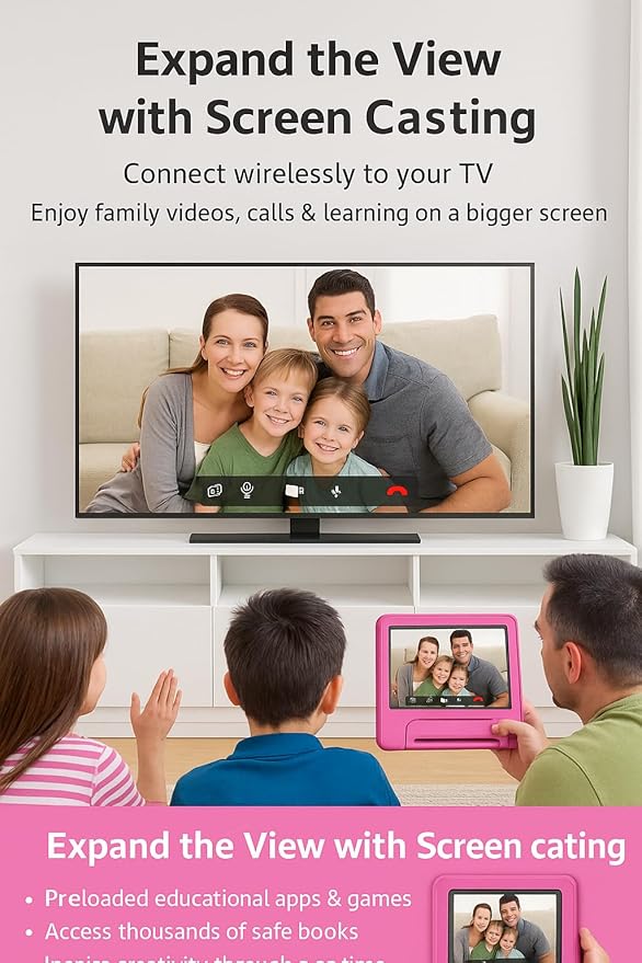 10.1" Kids Tablet Android 14 | 64GB Octa-Core 8GB RAM | Shockproof Case & Parental Control | 12H Fast Charge | HD Display w/Google Kids Space & Educational Apps | WiFi 6/Bluetooth/GPS | Ages 3-12-BubblyBeeBaby