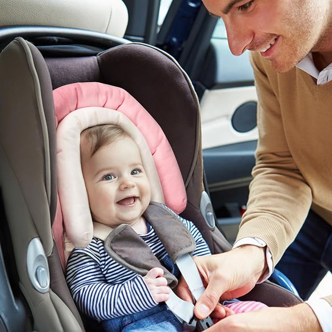 COOLBEBE Upgraded 2-in-1 Babybody Supports for Newborn Infant - Extra Soft Breathable Car Seat Insert Cushion Pad, Perfect for Carseat, Stroller, Swing, Bouncer, Pink-BubblyBeeBaby