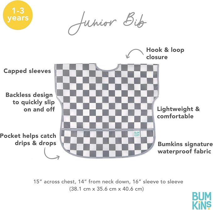 Bumkins Bibs - Toddler Bibs, Waterproof, Large for 1-3 Years, Short Sleeve-BubblyBeeBaby