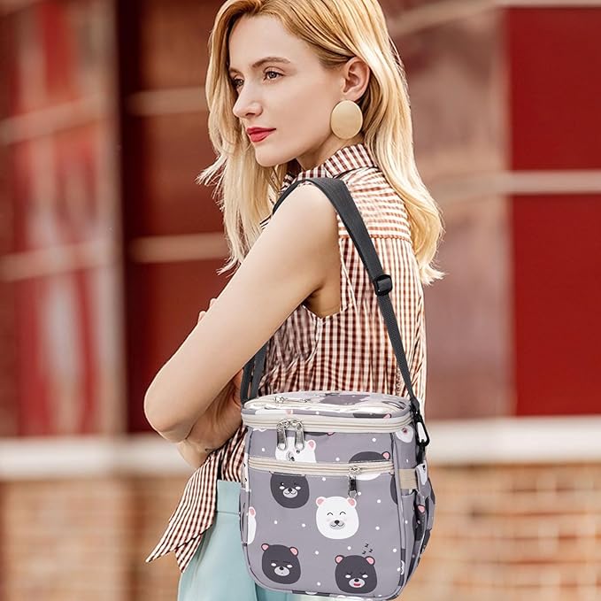 Baby Stroller Organizer Bag，Small Diaper Bag - Universal Stroller Organizer With Insulated Cup Holder,Pocket With Baby Wipes Dispenser，Adjustable Shoulder Strap (Light Gray)-BubblyBeeBaby