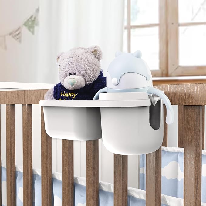 SnackPod Child Cup & Snack Holder for Convertible Car Seats & Strollers - BPA Free - Grey-BubblyBeeBaby