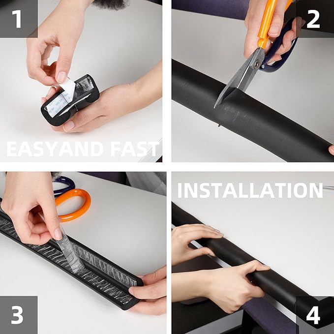 2 Pack L Shape Extra Thick Furniture Table Edge Protectors Foam Baby Safety Bumper Guard 16.4 Ft,Hearth Cushion,for Table, Fireplace, Countertop(with 8 Corners) (Black)-BubblyBeeBaby