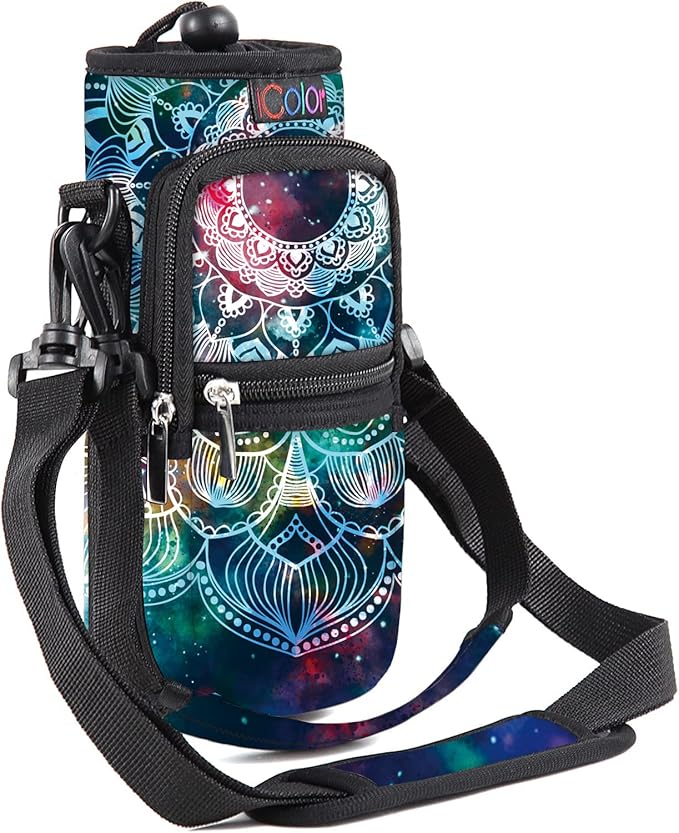 icolor Water Bottle Carrier Bag with Strap 25/32/40 oz Crossbody Bottle Holder with Phone Pocket Sling Sleeve Insulated Neoprene Water Bottle Pouch for Walking Travelling-BubblyBeeBaby