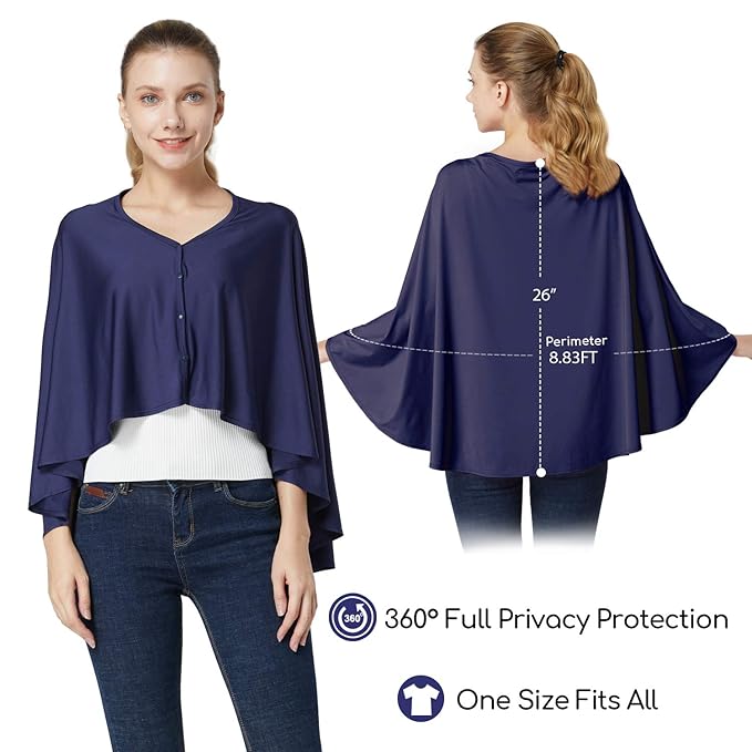 Nursing Cover & Baby Nursing Poncho,Multi Use Breastfeeding Cover for CarSeat Canopy, High Seat Cover, Stroller Cover, Shopping Cart Cover,Nursing Scarf for Boy and Girl by Kefee Kol (Blue)-BubblyBeeBaby