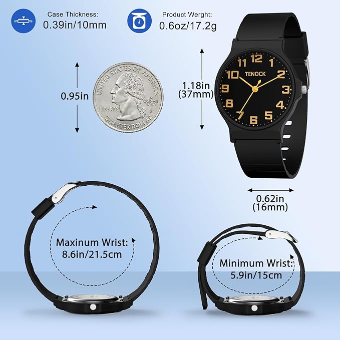 Kids Analog Watch Boys Girls, 30M Waterproof, Sports Watch for Boys, Easy to Read Children's Thin Dial Wrist Watches with Soft Band, for Ages 5-15 Kids Great Birthday Gifts Christmas Day-BubblyBeeBaby