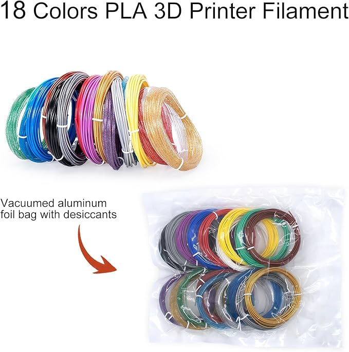 18 Colors 3D Pen Filament Refills Compatible with SCRIB3D MYNT3D PIKA3D 3D Pen for Kids Per Color 10Feet 1.75mm PLA 3D Printing Pen Filament Refills, NOT FIT 3Doodler Start Pen-BubblyBeeBaby
