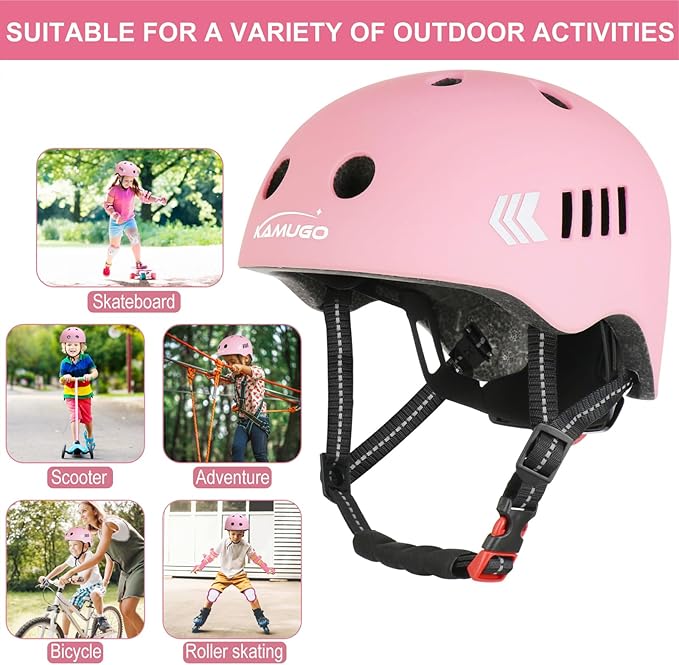 KAMUGO Toddler Helmet Kids Bike Helmet for Girls Boys Ages 2-8 Years,Toddler Bicycle Helmet Suitable for Skateboard Scooter Roller Skating Inline Roller Skating-BubblyBeeBaby