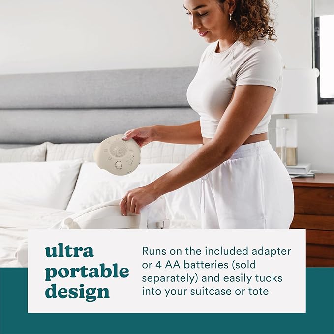 Homedics Sleep Better Portable Sound Machine, Night Light,12 Soothing Sounds Including White Noise, Rain, and Thunderstorm, Ultra-Portable Design, Auto-Off Timer, Ideal for Travel & Baby Sleep, Cream-BubblyBeeBaby