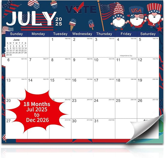 2025-2026 Magnetic Fridge Calendar 18 Monthly Magnetic Calendar for Refrigerator 2025-2026 Wall Calendar Planner Runs from July 2025 Until December 2026 Easy Organizing Markers Tearable (Festive)-BubblyBeeBaby