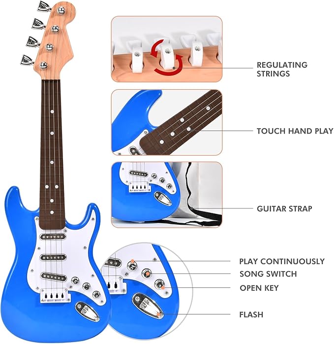 16inch Mini Guitar Toy for Kids and Beginners, Electric Guitar with Strap for Toddlers and Boys and Girls Instrument Toys-BubblyBeeBaby