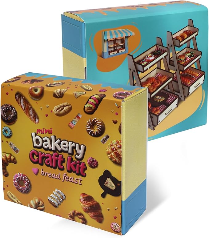 iLAND Cute Crafts for Teens Women Adults of DIY Air Dry Clay Art Mini Food, Modeling Clay Kit for Fun Date Night Craft Set Realistic 1/12 Scale Accessories for Dollhouse Kitchen Creative Crafting Gift-BubblyBeeBaby