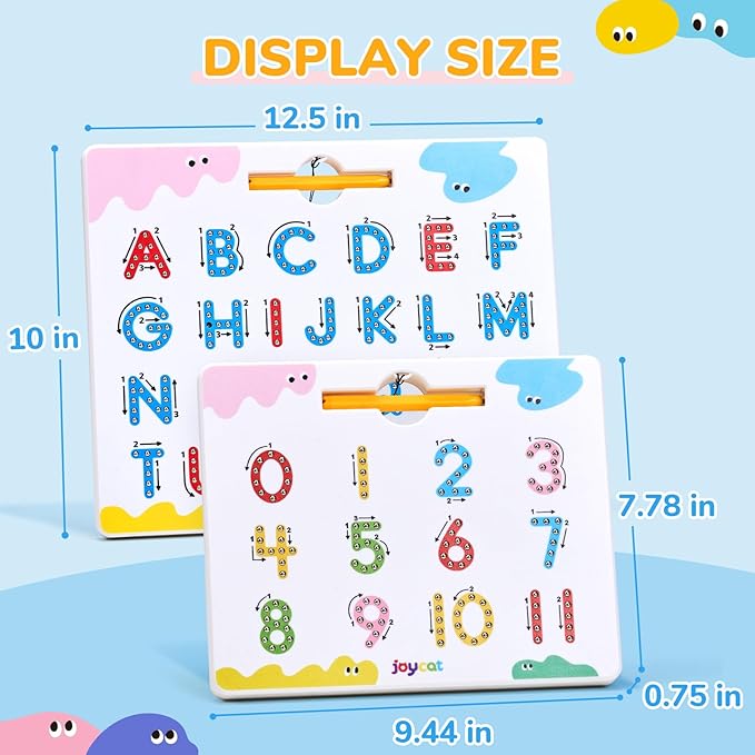 JoyCat Magnetic Letter and Number Tracing Board Set, Double Sided Alphabet & Numbers Board for Toddlers, ABC Uppercase & Lowercase Practice, Math Learning, Preschool Educational Gift Toys for Kids-BubblyBeeBaby