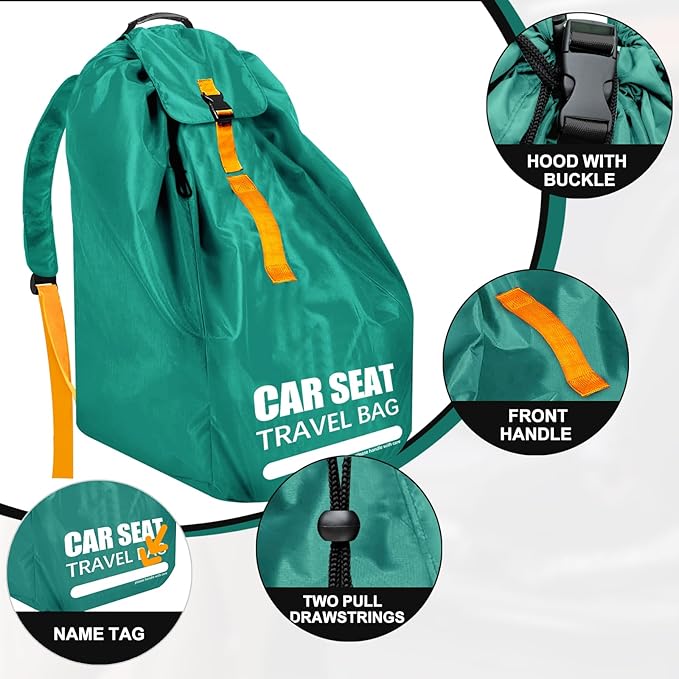 Car Seat Travel Bag for Airplane, Large Car Seat Bags for Air Travel with Comfort Padded Straps, Gate Check Storage Bag/Backpack for Carseat Airport, Carseat Cover Travel - Baby Travel Essential-BubblyBeeBaby