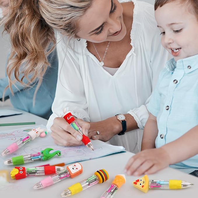 200Pcs Mini Multicolor Pens in One 4-in-1 Cute Pens Bulk for Kids, Ballpoint Pen for Birthdays and Children's Parties, Fun Gifts Assorted Ink Kawaii Pen-BubblyBeeBaby