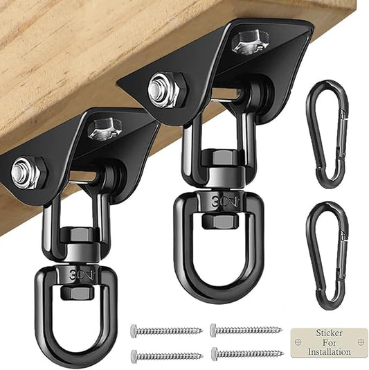 Heavy Duty Swing Hangers for Wooden Sets 2000 LB Capacity Hammock Hanger 360 Swivel Stainless Steel Swing Hardware Accessories 2 Packs for Porch Playground Yoga Heavy Bag-BubblyBeeBaby